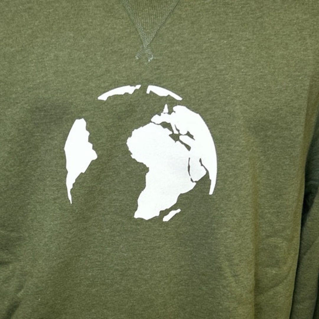 New Champion Mens Large Green Hand Printed Earth Pullover Crew Neck Sweatshirt