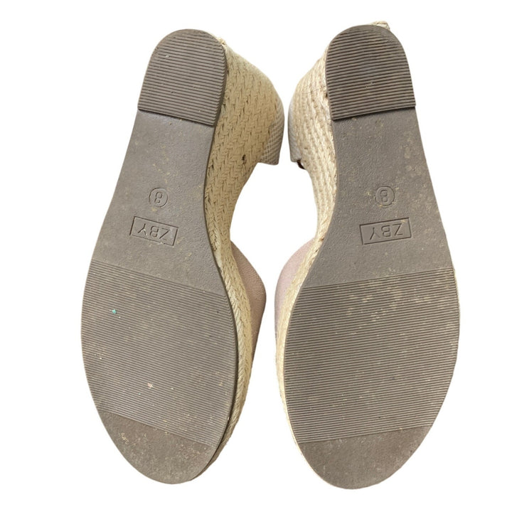 Fisace Womens Size 8 Tan Faux Suede 4" Wedge Espadrille Ankle Strap Sandal Shoes