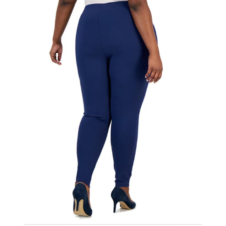 New INC Womens Plus Size Skinny Pull-On Mid Rise Navy Blue Ponte Pants
