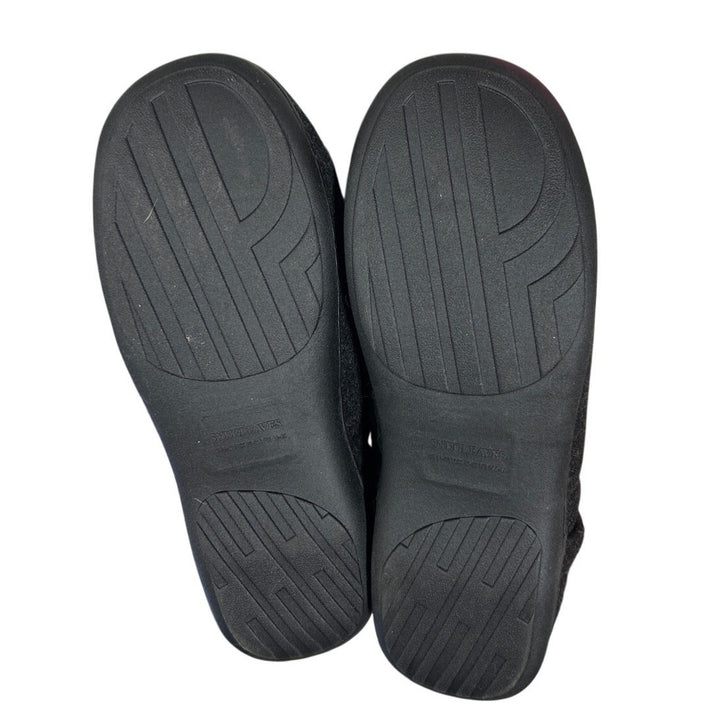 Snug Leaves Men Size 11/12 Black Faux Wool Elastic Sides Slide On House Slippers
