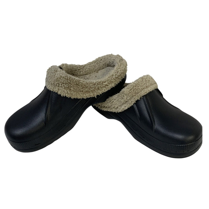 Beslip Womens Size 9 Black Clogs Fur Lined Round Closed Toe Slip On Shoes