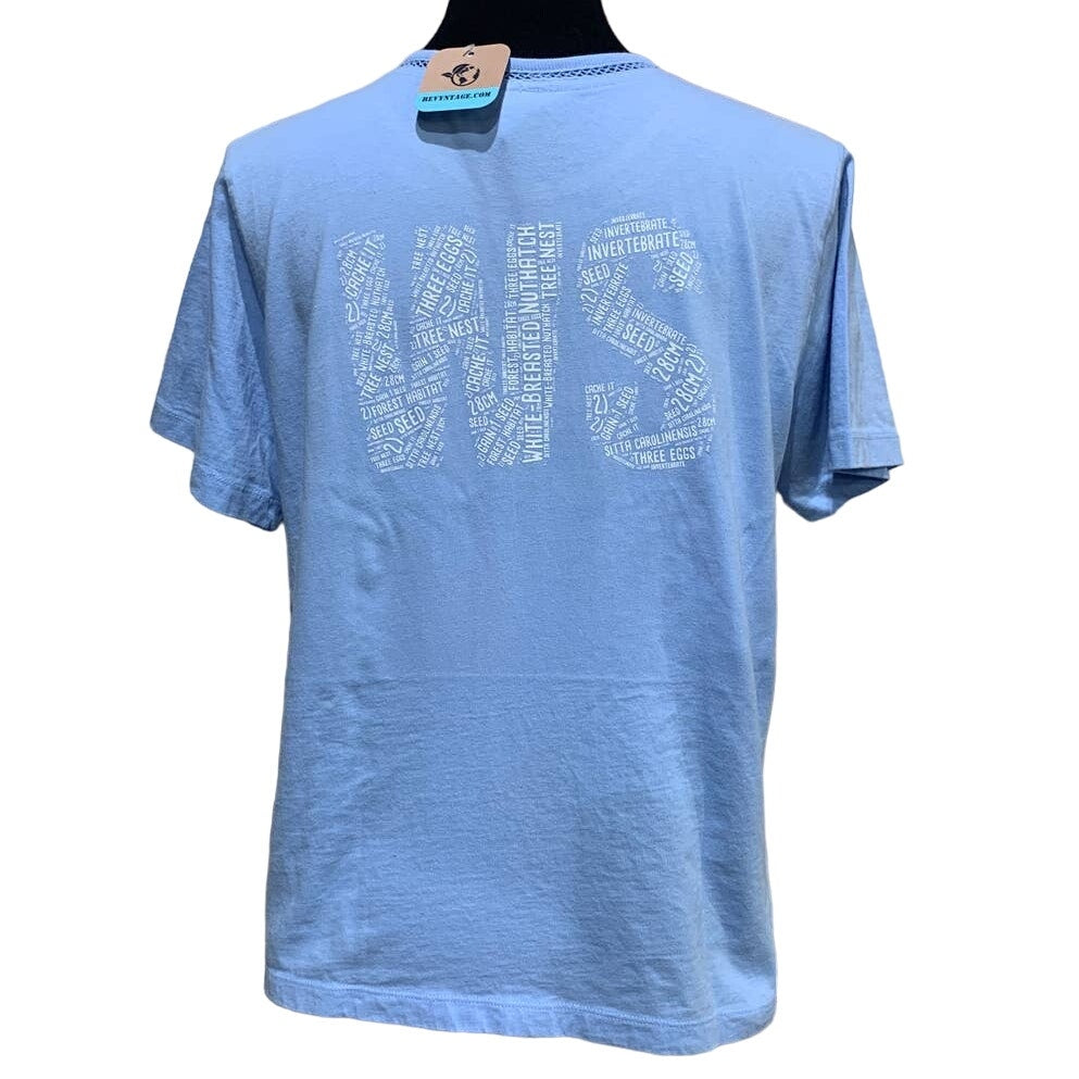 Wingspan Inspired Womens Large Watercolor White Breasted Nuthatch Upcycled Tee
