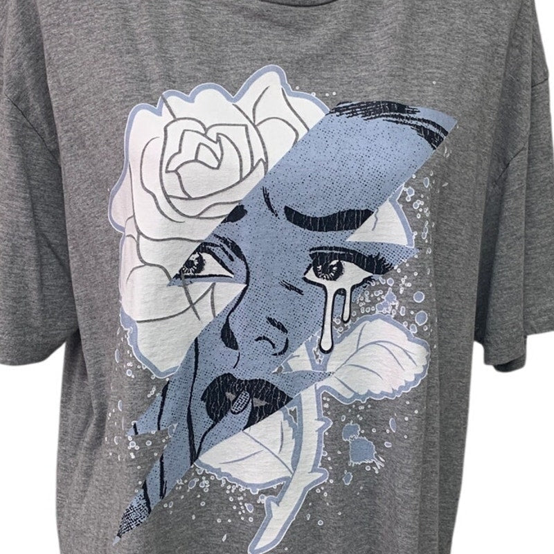 Cotton Heritage Mens XL Rose Lightning Bolt Crying Woman Short Sleeve Tee Shirt