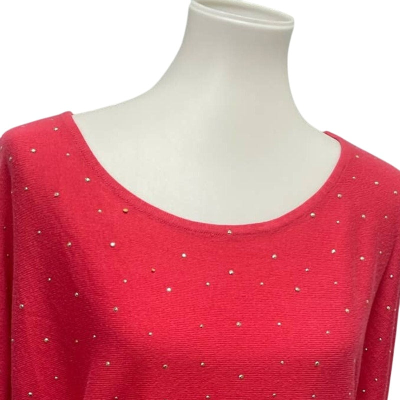 New York &amp; Company Womens XL Long Sleeve Scoop Neck Gold Studded Sweater