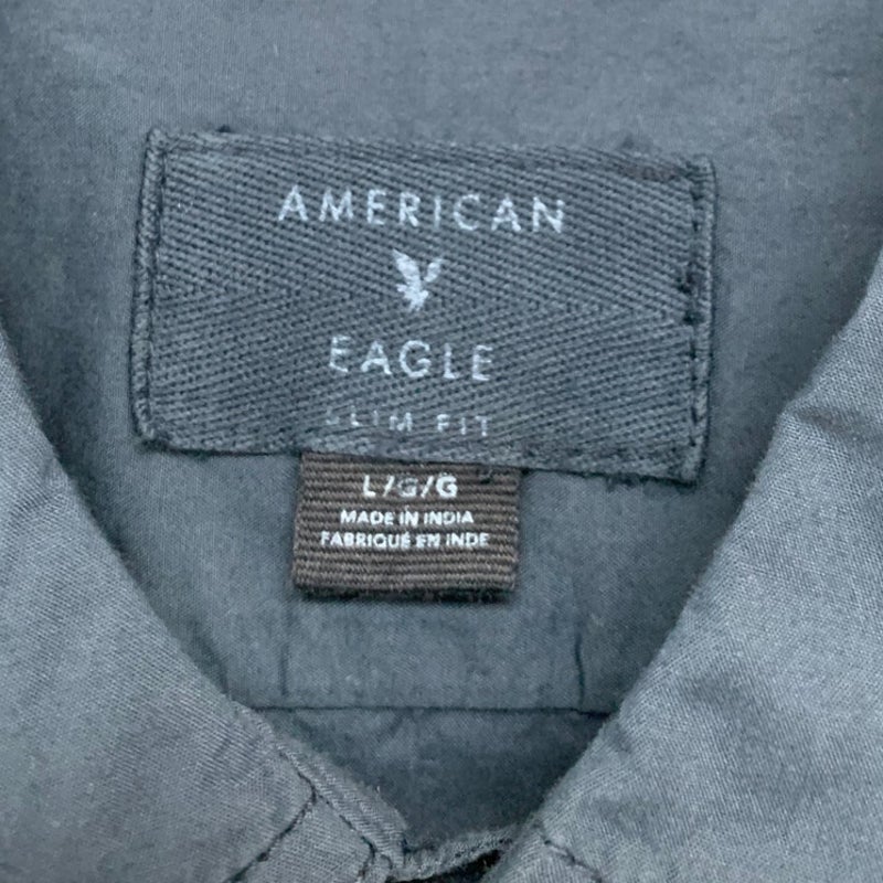 2 New American Eagle Mens Large Slim Fit Long Sleeve Button Up Collared Shirts