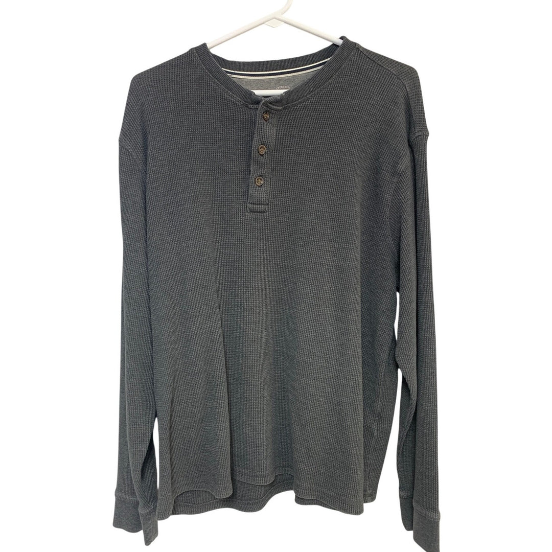 2 Authentic Knit Goods Mens XL Long Sleeve Soft Wash Thermal Henley Shirts