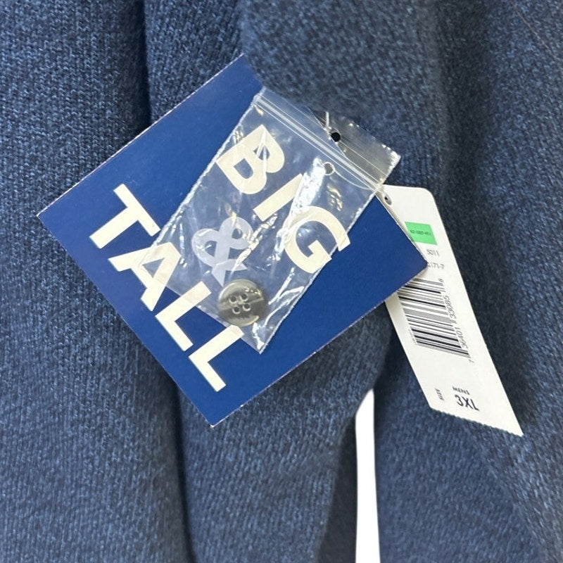 NWT New David Taylor Mens 3XL Blue Big and Tall Long Sleeve Knit Polo Sweater