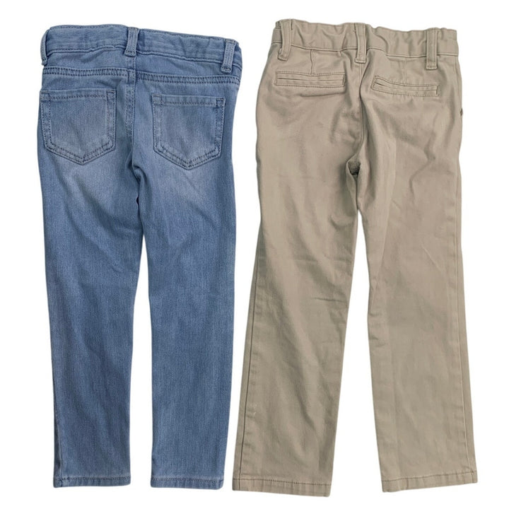 4 Cat &amp; Jack Girls Size 4 Adjustable Waist Denim Jegging Jeans Khaki Pants