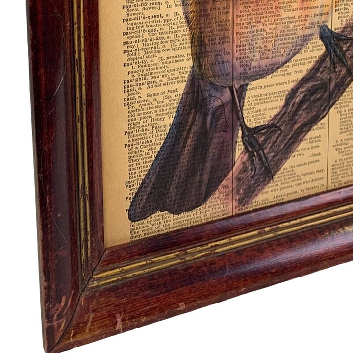 Handmade Upcycled Bluebird Bird Printed on Vintage Dictionary Page Wall Art
