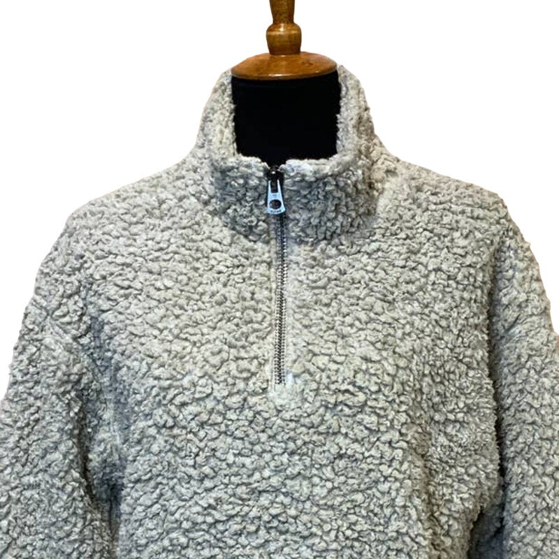 Dylan Los Angeles Medium Fuzzy Lined Oatmeal 1/2 Zip Faux Fur Pullover Sweater