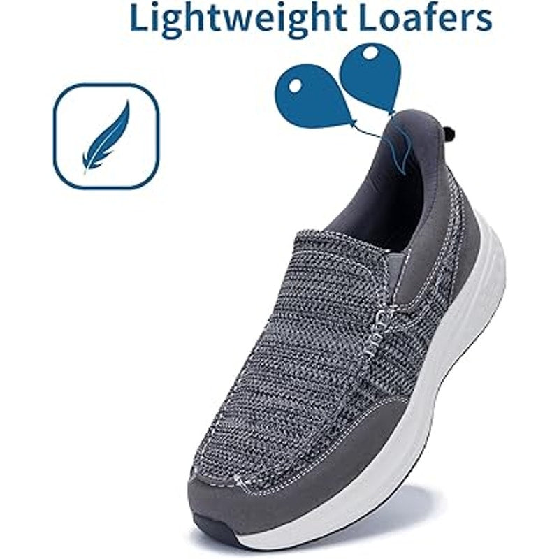 Mens Size 10.5 Gray Slip On Arch Support Walking Running Athletic Comfort Shoes