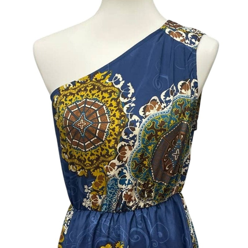 Love Notes Womens Medium One Shoulder Polyester Fit &amp; Flare Knee Length Dress