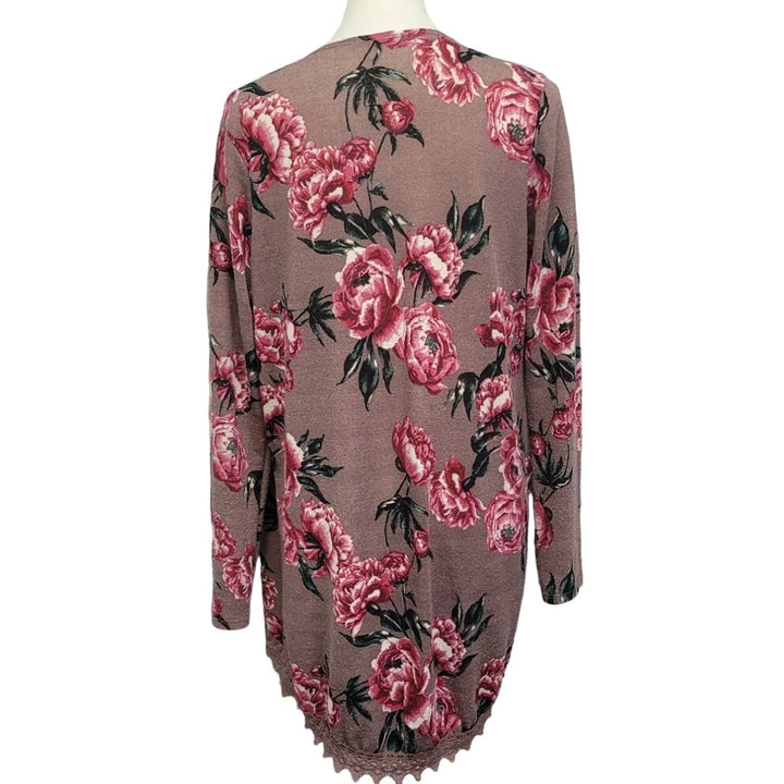 Charlotte Russe Womens Medium PolySpandex Long Sleeve Floral Open Cardigan