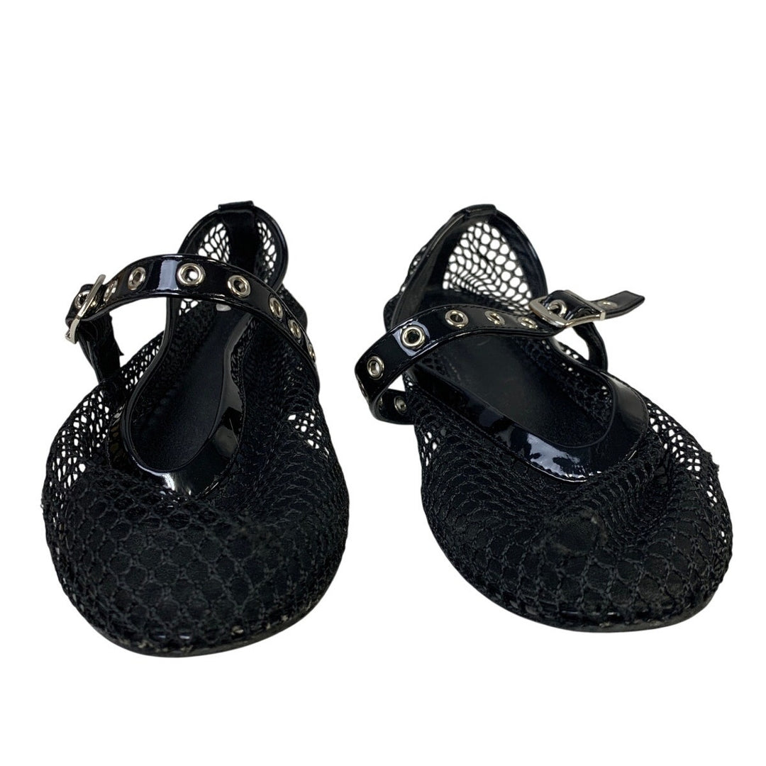 Coutgo Womens Size 9.5 Black Mary Jane Ballet Flats Closed Round Toe Mesh Shoes