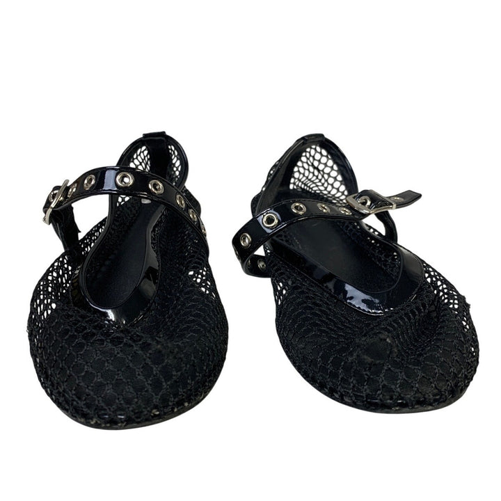 Coutgo Womens Size 9.5 Black Mary Jane Ballet Flats Closed Round Toe Mesh Shoes