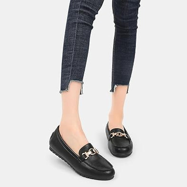 Cvistpieo Womens Size 8 Black Faux Leather Slip On Business Casual Loafers Shoes