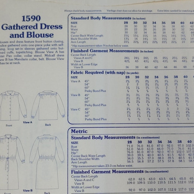 Vintage 1978 Stretch &amp; Sew 1590 Gathered Dress And Blouse Uncut Sewing Pattern