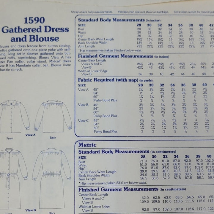 Vintage 1978 Stretch &amp; Sew 1590 Gathered Dress And Blouse Uncut Sewing Pattern