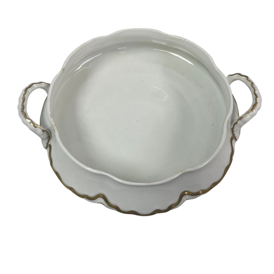 Vintage 1929 Pope-Gosser Sepia Gold Fine Bone China Double Handle Serving Bowl