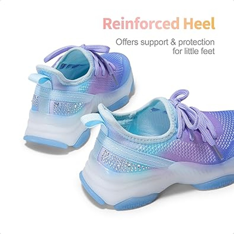 Dream Pairs Big Girls Size 4 Pastel Rhinestone Lace Up Sneakers Athletic Shoes