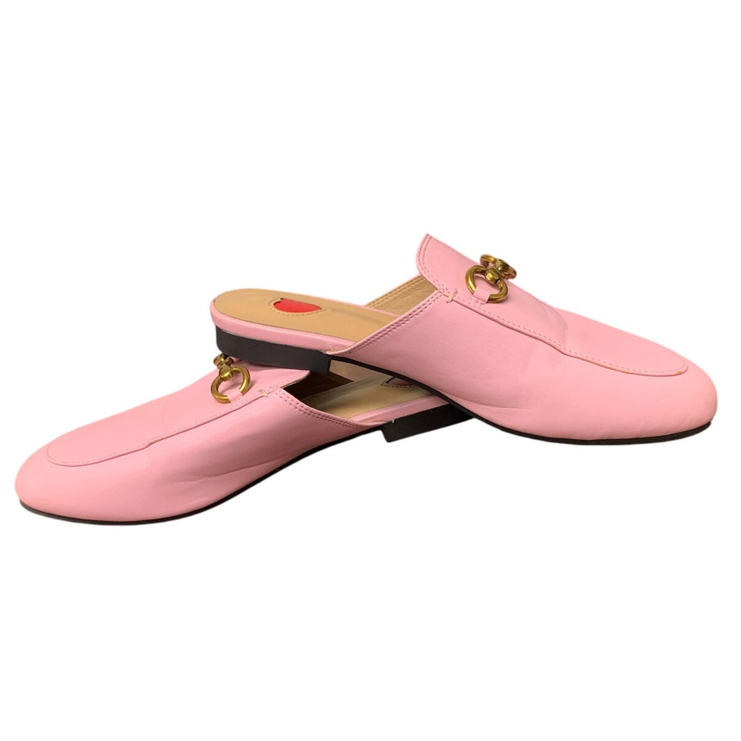 Vertundy Womens Size 5.5 Pink Faux Leather Slide On Mule Loafer Flats Shoes