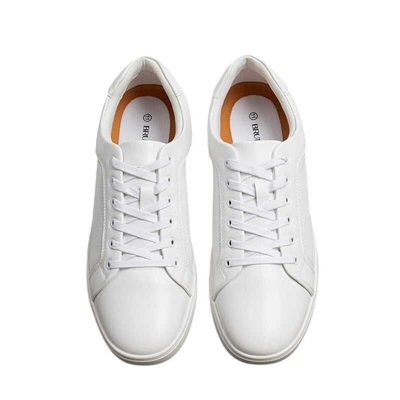 Bruno Marc Mens Size 12 White Faux Leather Lace Up Casual Dress Sneaker Shoes
