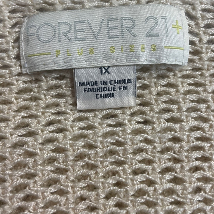 Forever 21 Womens 1X Long Sleeve Heart Pattern Knit Scoop Neck Pullover Sweater