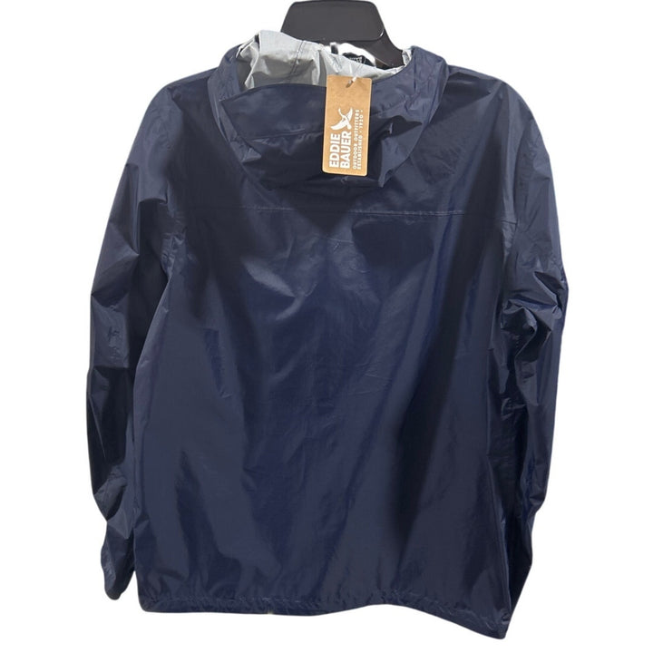 New Eddie Bauer Mens Small Navy Blue Rippac Zip Up Weather Edge Pro Rain Jacket