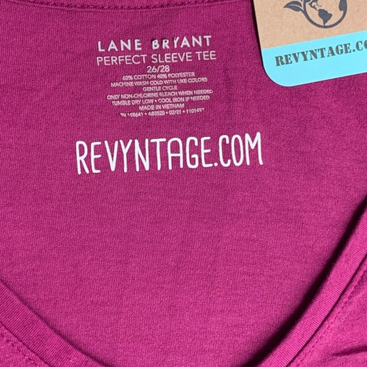 Upcycled Hand Printed Womens Plus 26/28 Pool is My Happy Place Short Sleeve Tee