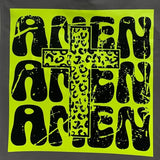 New Upcycled Hand Printed NEON Amen Amen Amen Jesus God Cross Shopper Tote Bag