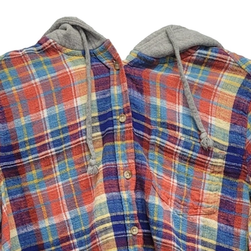 Time And Tru Womens Small PolyCotton Long Sleeve Hooded Button Up Shirt