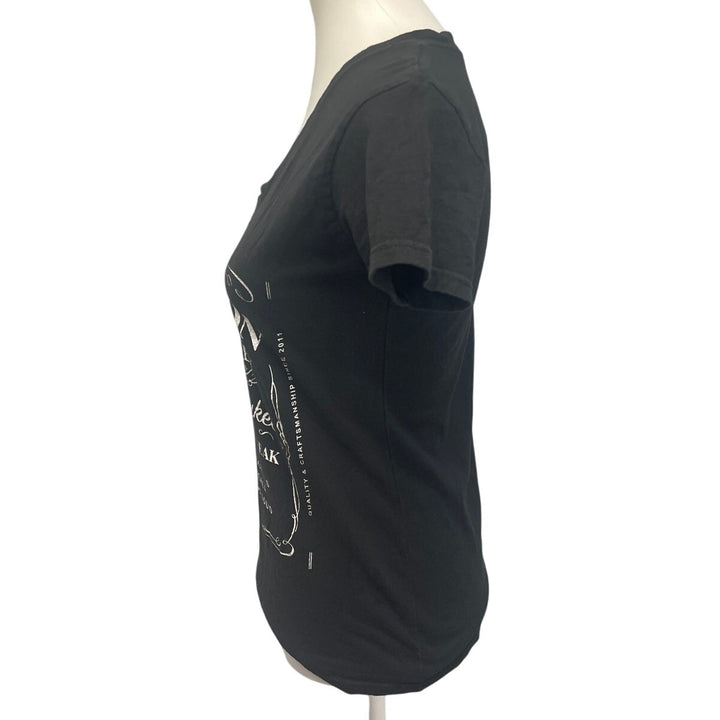 Tultex Womens Large 100% Cotton Rock N Roll Addiction Short Sleeve V Neck Tee