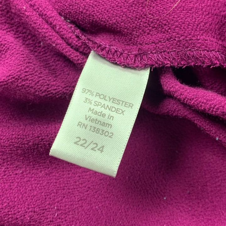 Avenue Womens 22/24 Dark Magenta PolySpandex Long Sleeve Key Hole Blouse