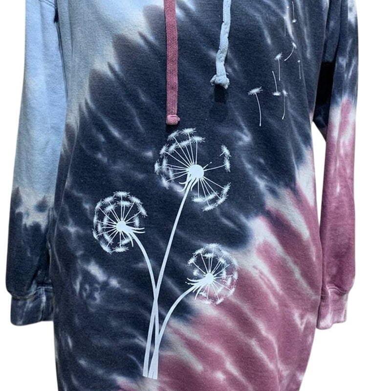 Upcycled Hand Printed Upcycled XS Cozy Collection Dandelion Wish Tie Dye Hoodie