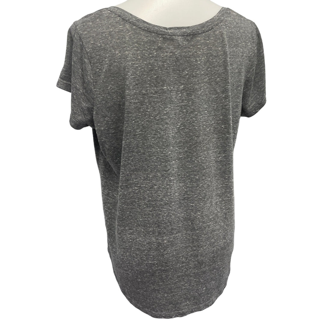 Hand Printed Upcycled Womens XL Dragonfly Short Sleeve V-Neck Short Sleeve Tee
