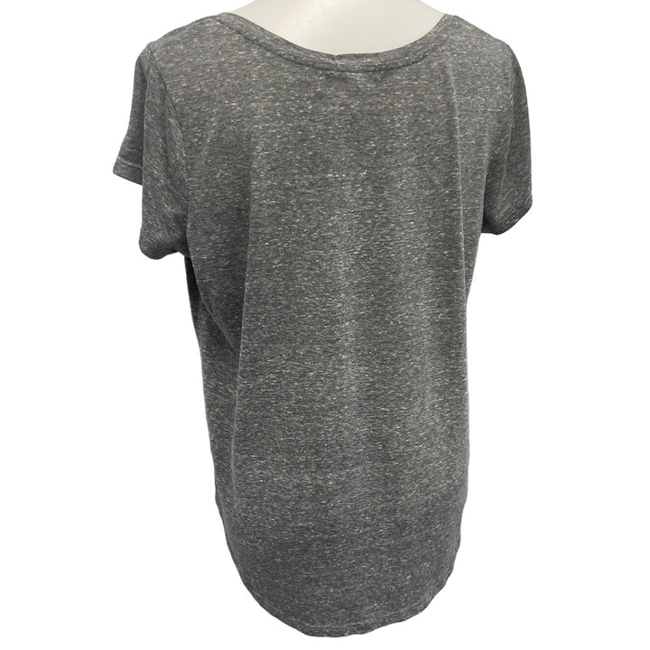 Hand Printed Upcycled Womens XL Dragonfly Short Sleeve V-Neck Short Sleeve Tee