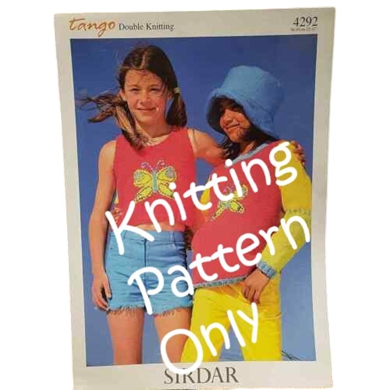 New Sirdar 4292 Tango Double Knitting Tank Top Child Butterfly Sweater Pattern