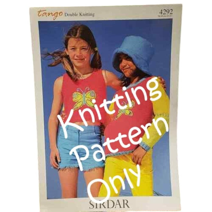 New Sirdar 4292 Tango Double Knitting Tank Top Child Butterfly Sweater Pattern