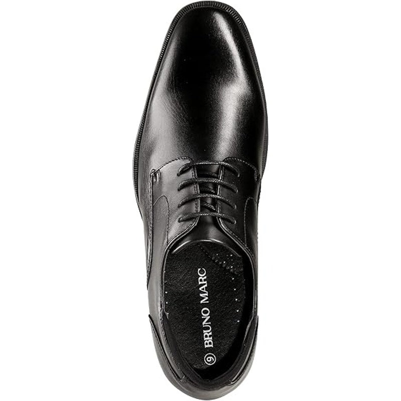 Bruno Marc Mens Size 14 Black Faux Leather Lace Up Low Heel Dress Oxford Shoes