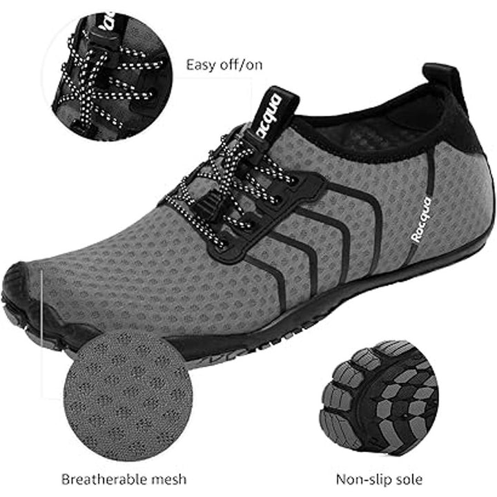 Racqua Mens Size 12 Gray Elastic Lace Cord Non Slip Reinforced Heel Water Shoes