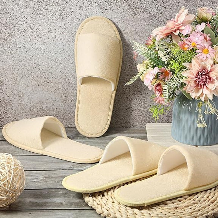 New 24 Pairs Women Men One Size Tan Slip On Spa Disposable Open Toe Slippers