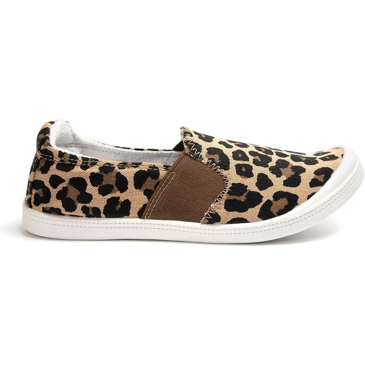 Funky Monkey Women Size 11 Tan Leopard Spot Slip On Low Top Canvas Sneaker Shoes