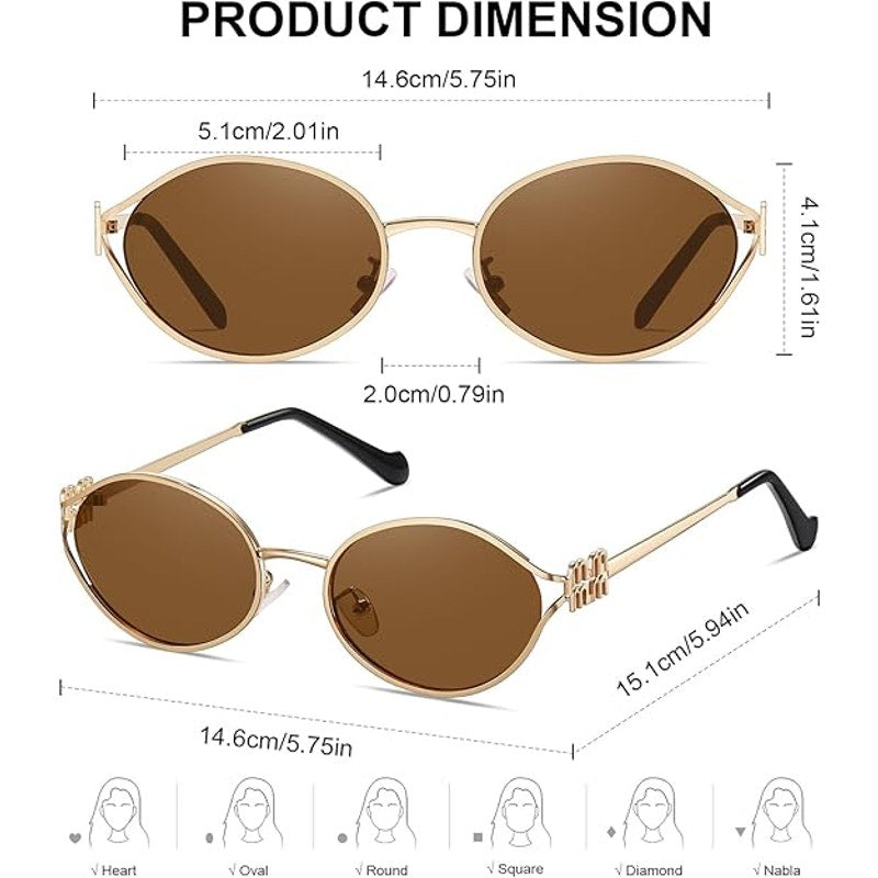 New Zeoxie Womens Gold Oval Rim Gray True Color Lenses Retro Oval Sunglasses