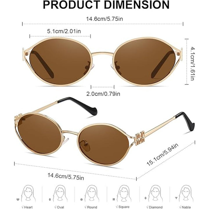 New Zeoxie Womens Gold Oval Rim Gray True Color Lenses Retro Oval Sunglasses