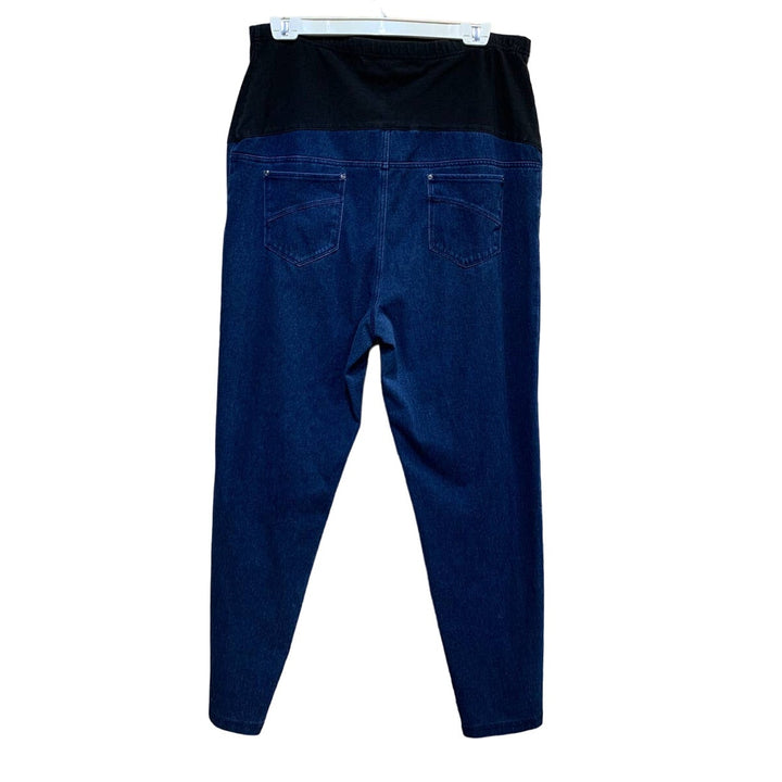 Time &amp; Tru XL Maternity Stretch Panel Cotton Blend Denim Tapered Dark Wash Jeans