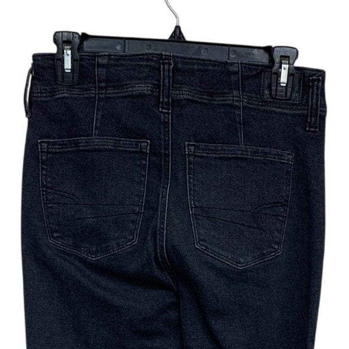 New American Eagle Womens Size 4 High Rise Skinny Kick Black Denim Jeans