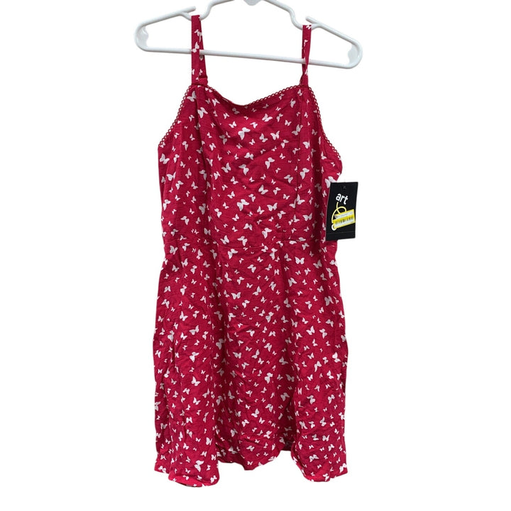 New Art Class Girls Small (6/7) Butterfly Thin Strap Back Zip Scallop Edge Dress