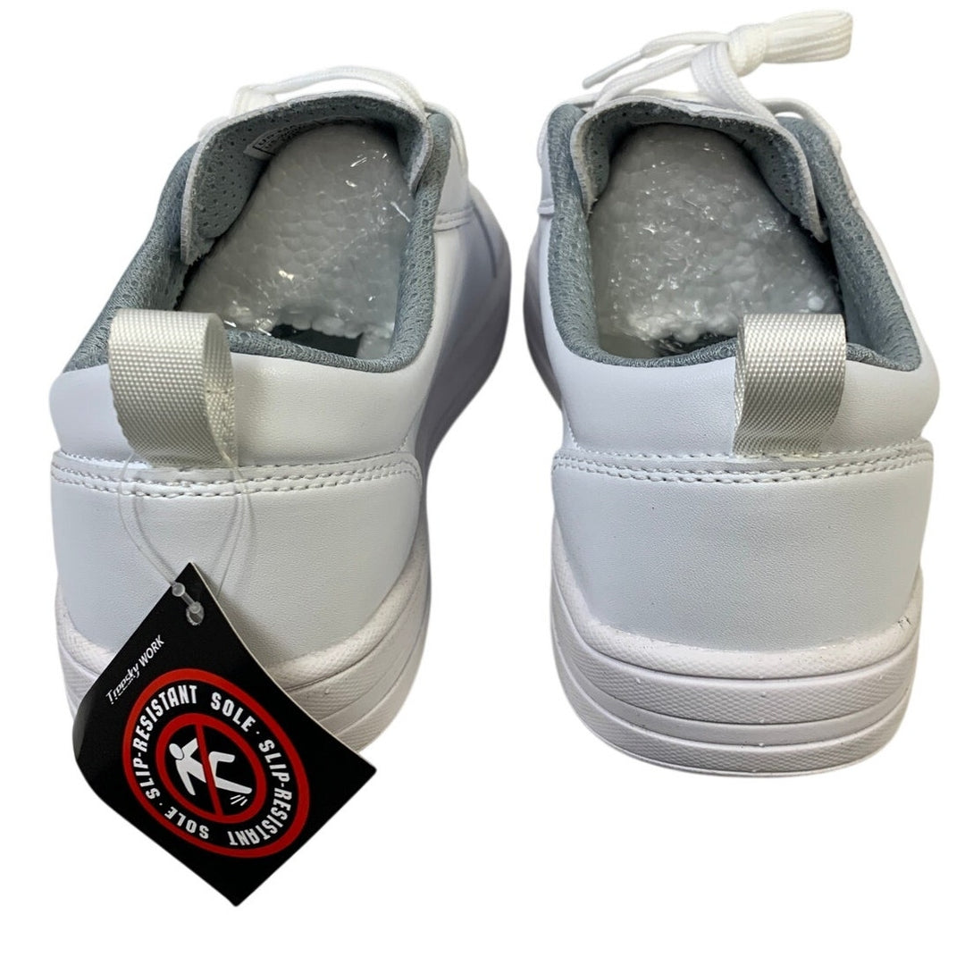 Womens Size 9 White Sneakers Lace Up Round Top Low Top Slip Resistant Work Shoes
