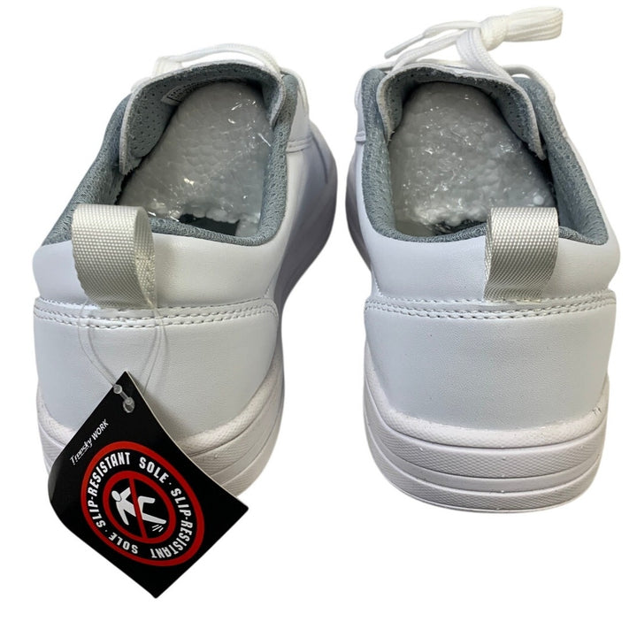 Womens Size 9 White Sneakers Lace Up Round Top Low Top Slip Resistant Work Shoes