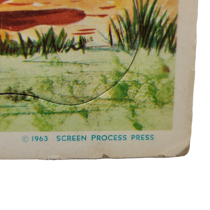 Vintage 1963 Screen Process Press Worms Going To School Cardboard Jigsaw Puzzle